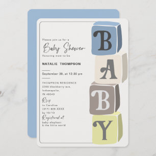 Invitación Niño Baby Shower bloquea azul