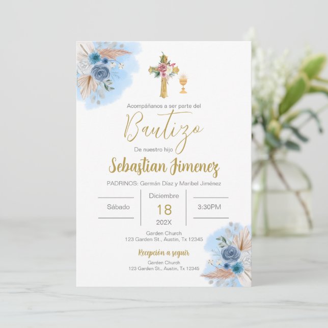 Invitación Niño Bautista Español (Anverso de pie)