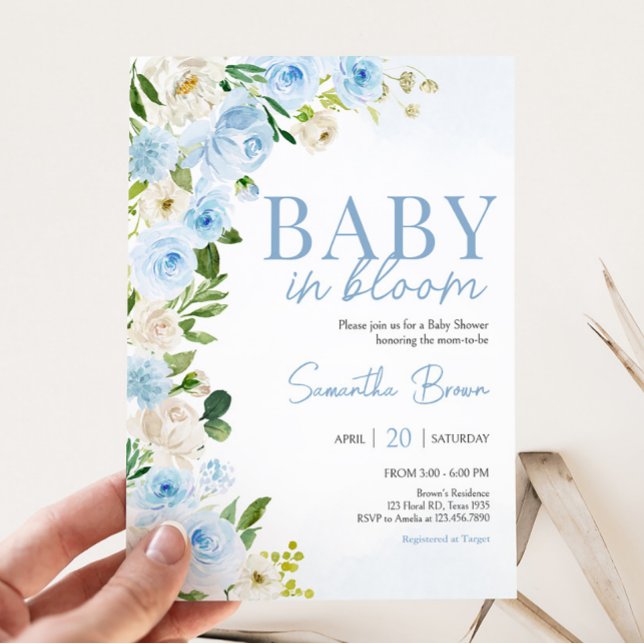 Invitación Niño bebé en Bloom Baby Shower (Spring Flowers Baby Shower Invitation)