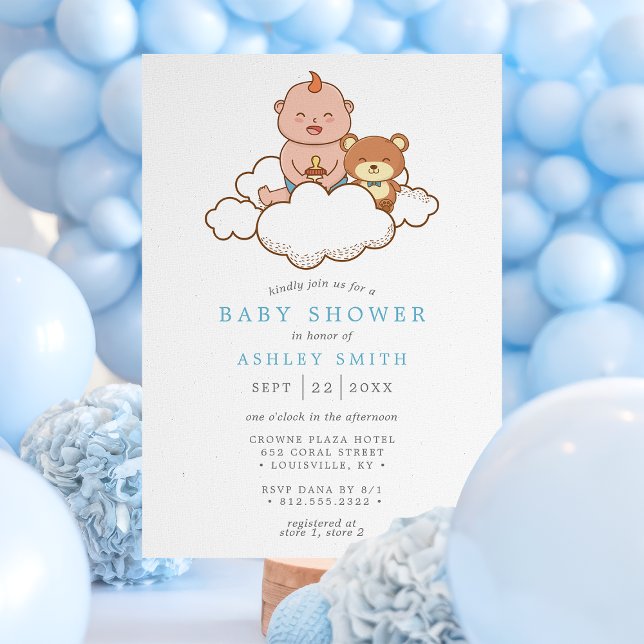 Invitación Niño bebé en un Baby Shower nublado (Subido por el creador)