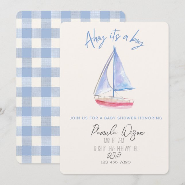Invitación Niño bebé minimalista (Anverso / Reverso)