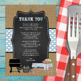 Invitación Niño Bebé Q gracias nota poema / BBQ bebé ducha