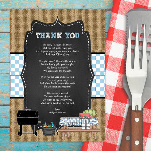 Invitación Niño Bebé Q gracias nota poema / BBQ bebé ducha
