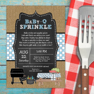 Invitación Niño Bebé Q Sprinkle, ducha de bebé barbacoa