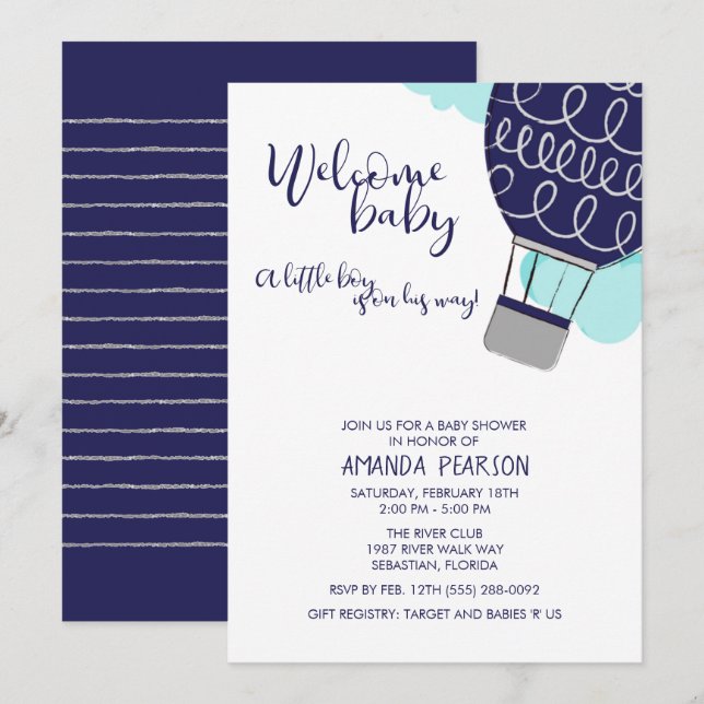 Invitación Niño Bienvenida Bebé Aire Acondicionado Baby Showe (Anverso / Reverso)