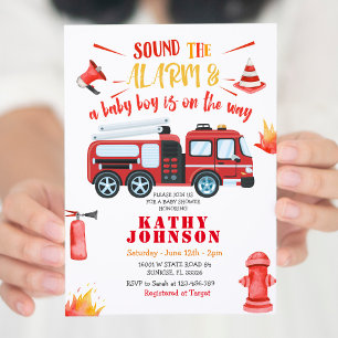 Invitación Niño bombero camión bebé Baby Shower