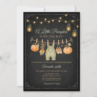 Invitación Niño Calabacita Rústico Shower de Bebé de Otoño