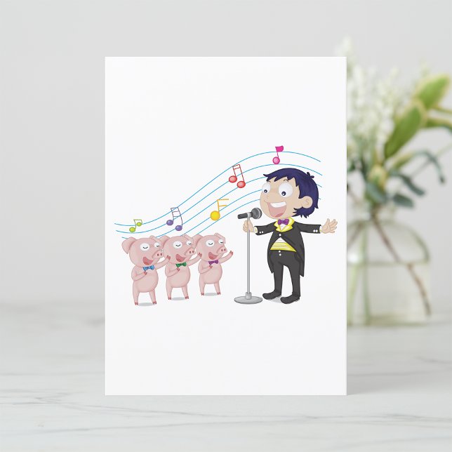 Invitación Niño cantando con tres cerdos coros (Subido por el creador)