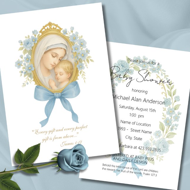 Invitación Niño católico Baby Shower Mary y Jesús (Subido por el creador)