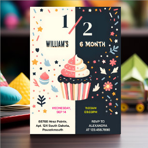 Invitación Niño Chica 6 meses Fiesta medio año medio cumpleañ