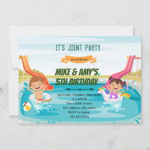 Invitación Niño chica de Watersilde niños fiesta conjunto