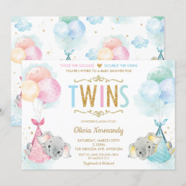 Invitación Niño Chica elefante Baby Shower Sprinkle
