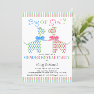 Invitación Niño Chica Giraffe Fiesta de revelación de género