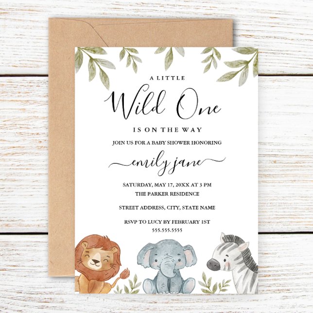 Invitación Niño Chica Safari Cute Animales Baby Shower (Subido por el creador)