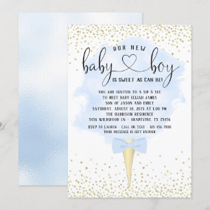 Invitación Niño Chupa y Ve Algodón de Azúcar Baby Shower