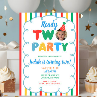 Invitación Niño Colorido Listo PARA Fiesta Cumpleaños 2