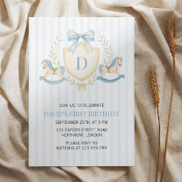Invitación Niño con Caballo de Balanza Elegante Cumple su Pri