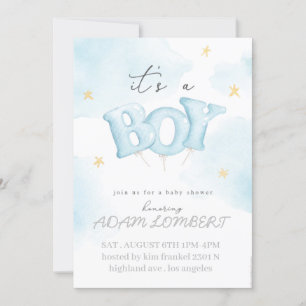 Invitación niño con ducha de bebé