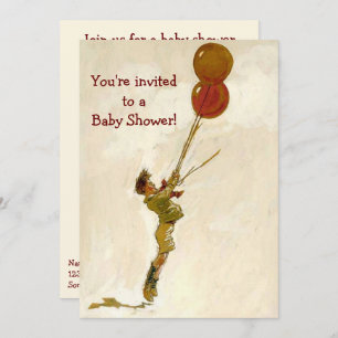 Invitación Niño con globos rojos, Baby Shower infantil