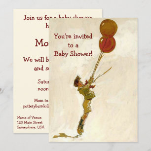 Invitación Niño con globos rojos, Baby Shower infantil