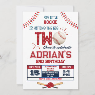 Invitación Niño de 2º cumpleaños del béisbol