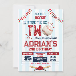 Invitación Niño de 2º cumpleaños del béisbol