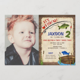 Invitación Niño de 2º cumpleaños foto rústica al aire libre