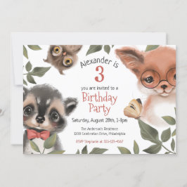 Invitación Niño de 3 años de edad, pequeño de Woodland, Fiest