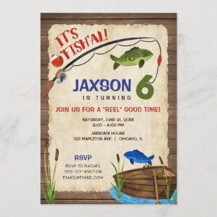Invitación Niño de 6 años de pesca rústico al aire libre