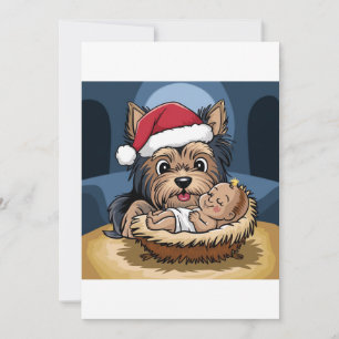 Invitación Niño de acebo adorado por Yorkshire Terrier