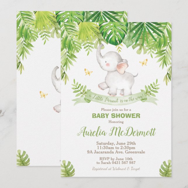 Invitación Niño de animales de la jungla de Baby Shower para  (Anverso / Reverso)