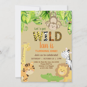 Invitación Niño de animales Safari Wild One 1st cumpleaños.