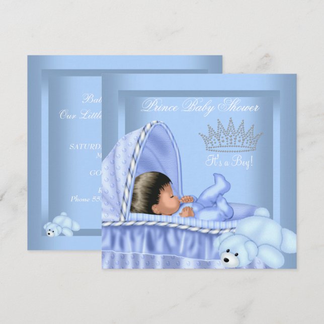 Invitación Niño de Baby Shower, afroamericano (Anverso / Reverso)