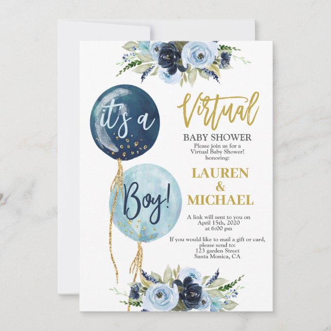 Invitación Niño de Baby Shower virtual (Anverso)