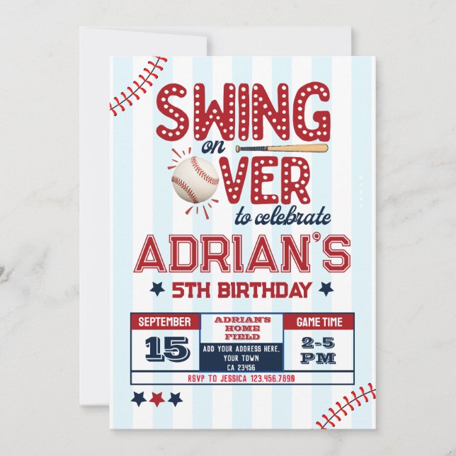 Invitación Niño de cumpleaños de béisbol (Anverso)