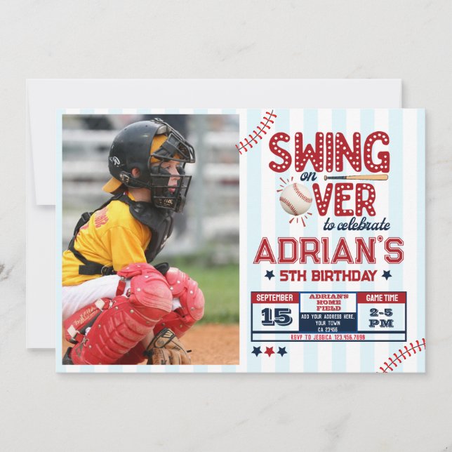 Invitación Niño de cumpleaños de Béisbol (Anverso)