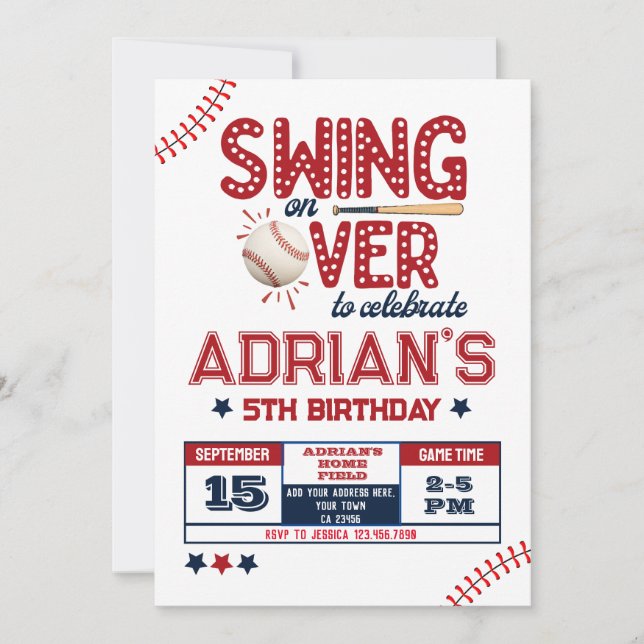 Invitación Niño de cumpleaños de béisbol (Anverso)