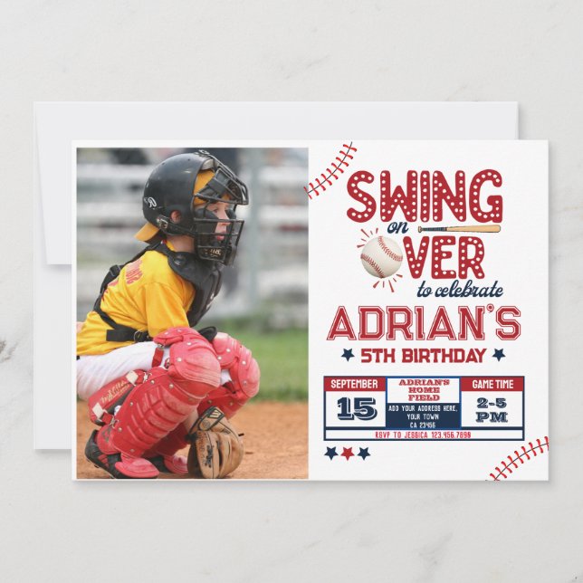 Invitación Niño de cumpleaños de Béisbol (Anverso)