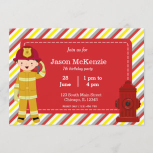 Invitación Niño de cumpleaños de bomberos