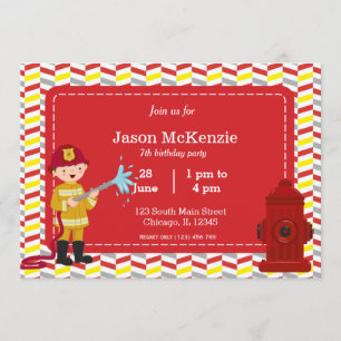 Invitación Niño de cumpleaños de bomberos