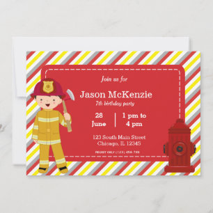 Invitación Niño de cumpleaños de bomberos