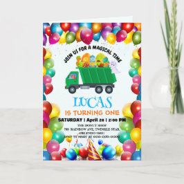 Invitación Niño de cumpleaños de camión de basura de Dinosaur