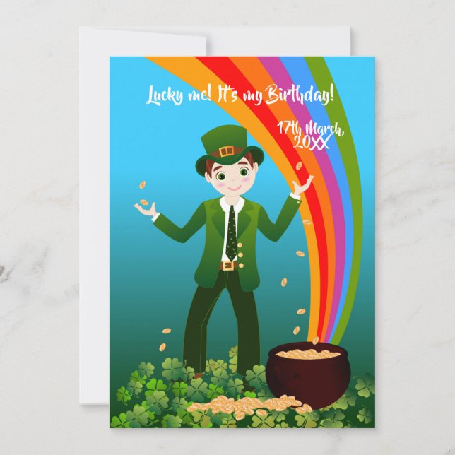Invitación Niño de cumpleaños de San Patricio Gracias
