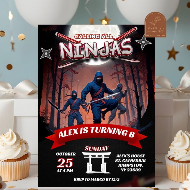 Invitación Niño de cumpleaños Ninja Warrior Kids (Subido por el creador)