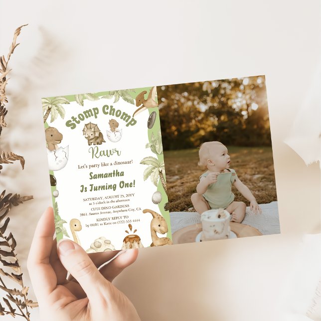 Invitación Niño de dinosaurio lindo cumpleaños Fiesta Dino fo (Subido por el creador)