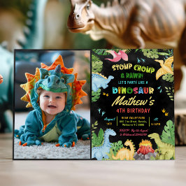 Invitación Niño de dinosaurio lindo cumpleaños Jurassic Dino 