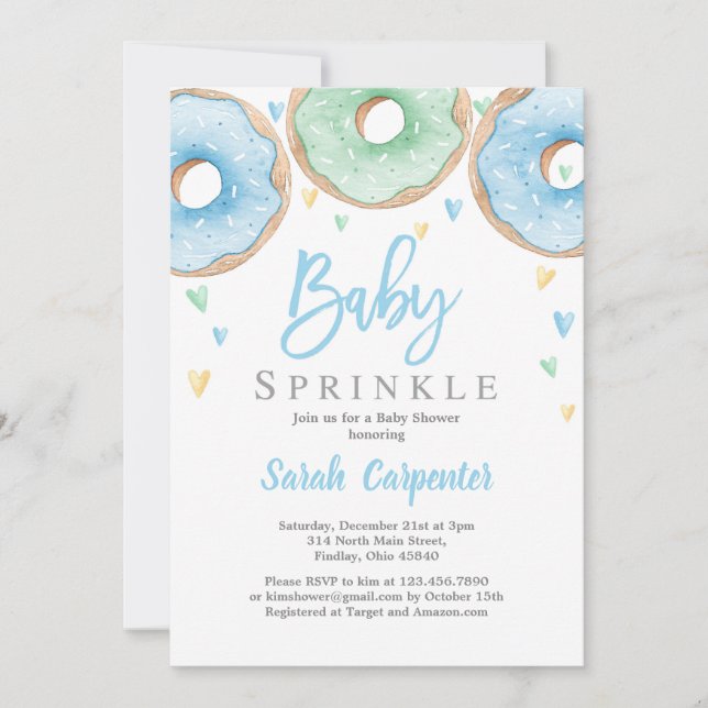 Invitación Niño de Donuts Baby Shower (Anverso)