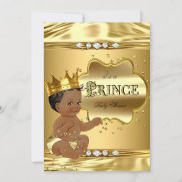 Invitación Niño de etnia bebe del Relieve metalizado dorado B