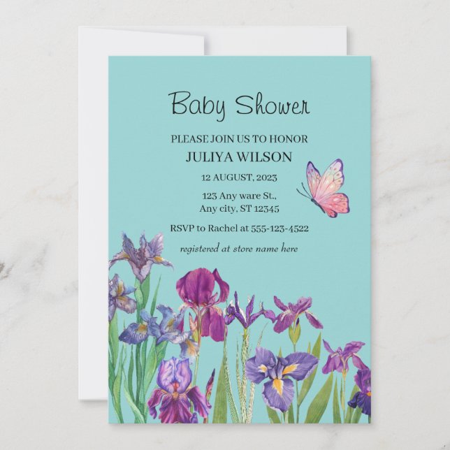 Invitación Niño de flores Iris Baby Shower (Anverso)
