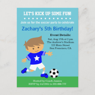 Invitación Niño de fútbol, fiesta de cumpleaños temática del 